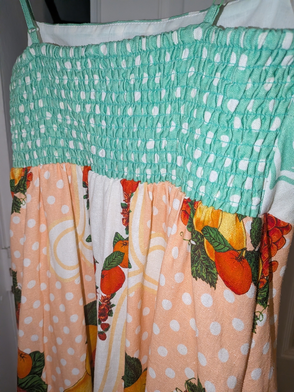 Caroline Constas Mint Fruit-Print Maxi Dress with Peach and Yellow Accents - Picture 5 of 7
